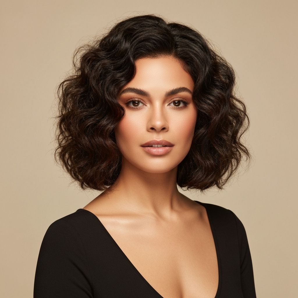 Cabelo cacheado estilizado